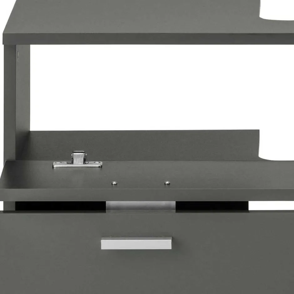 Grauer Unterschrank fürs Waschbecken Hochglanz - Ulivia^Wohnen