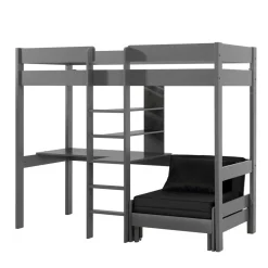 Graues Hochbett mit Schlafsessel - Rienas (zweiteilig)^Wohnen