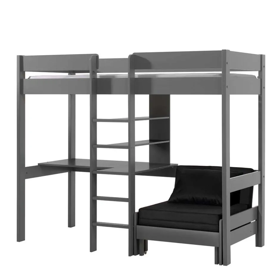 Graues Hochbett mit Schlafsessel - Rienas (zweiteilig)^Wohnen