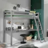 Kinder Wohnen Graues Hochbett mit Schreibtisch Arbeitsplatz - Tollow
