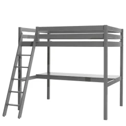 Kinder Wohnen Graues Hochbett mit Schreibtisch Arbeitsplatz - Tollow