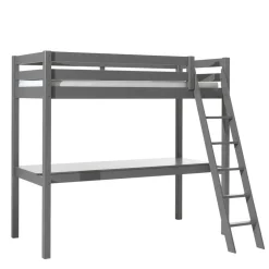 Kinder Wohnen Graues Hochbett mit Schreibtisch Arbeitsplatz - Tollow
