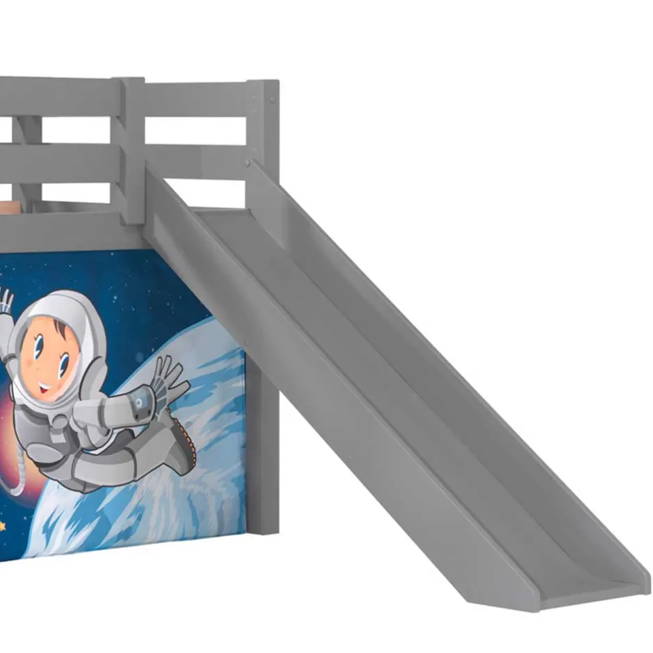 Kinder Wohnen Graues Hochbett Rutschbett Astronaut - Province