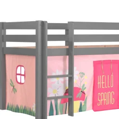 Kinder Wohnen Graues Kinderzimmer Hochbett mit Rutsche - Eldrida