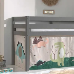 Kinder Wohnen Graues Kinderzimmer Hochbett Dinosaurier - Julmatra