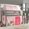 Graues Kinderzimmer-Hochbett mit Stoffset Frühling - Season^Wohnen Clearance