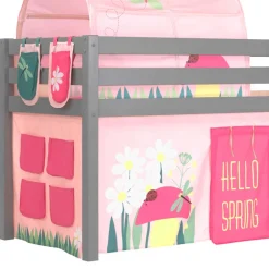 Graues Kinderzimmer-Hochbett mit Stoffset Frühling - Season^Wohnen Clearance
