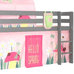 Graues Kinderzimmer-Hochbett mit Stoffset Frühling - Season^Wohnen Clearance