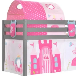 Kinder Wohnen Graues Prinzessin Hochbett mit Tunnel - Lasito
