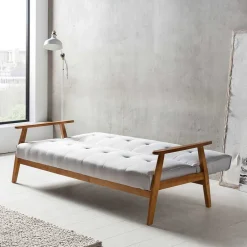 Graues Sofa mit Holzgestell Eiche - Florynn^Wohnen