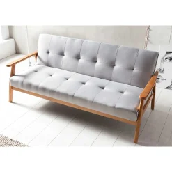 Graues Sofa mit Holzgestell Eiche - Florynn^Wohnen