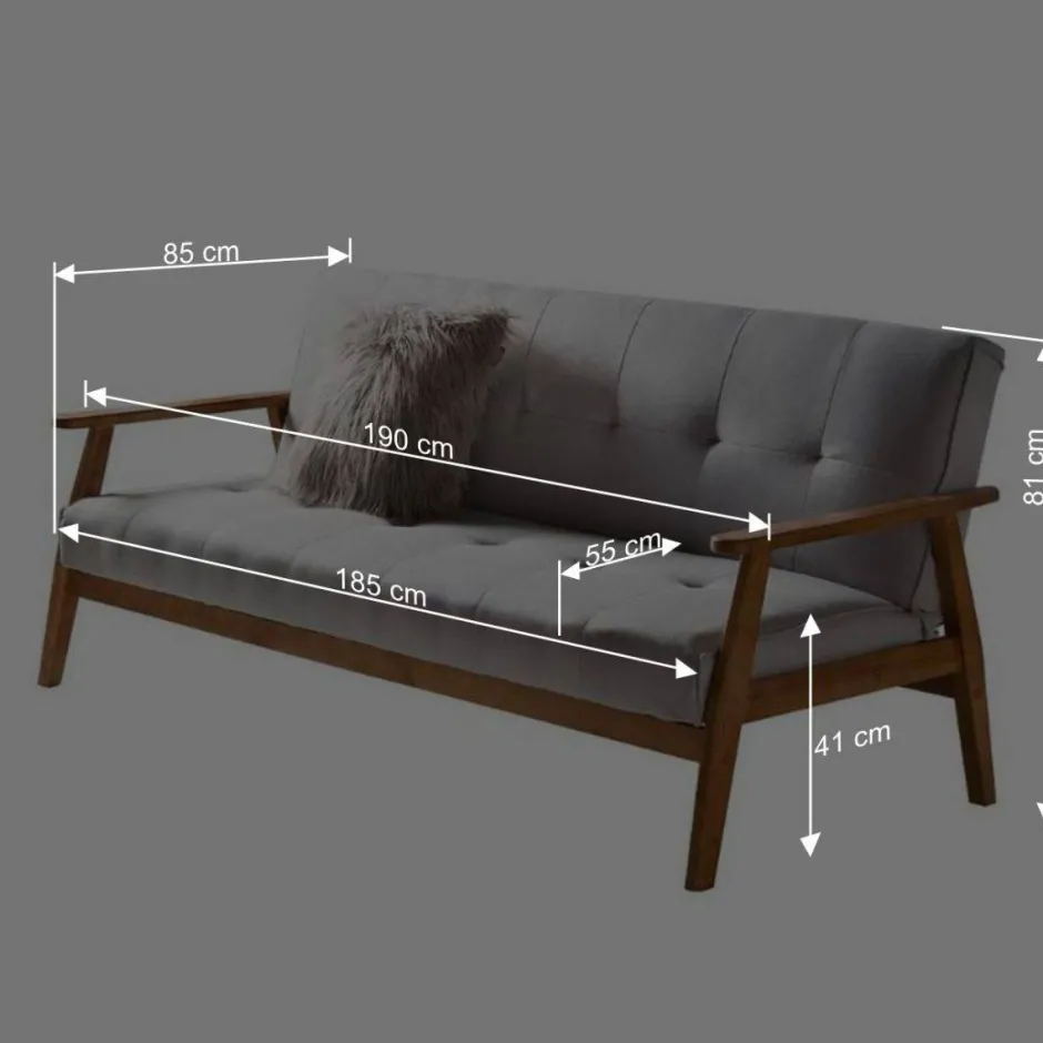 Graues Sofa mit Holzgestell Eiche - Florynn^Wohnen