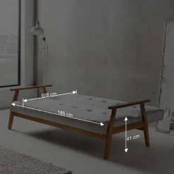 Graues Sofa mit Holzgestell Eiche - Florynn^Wohnen