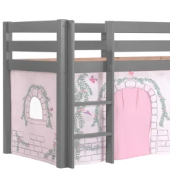 Kinder Wohnen Graues Spielbett mit Rutsche aus Kiefer massiv - Delavidu