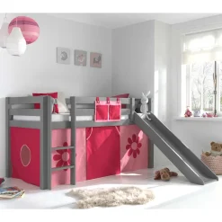 Graues Spielbett Rutschbett mit Vorhang - Taupos^Wohnen Clearance