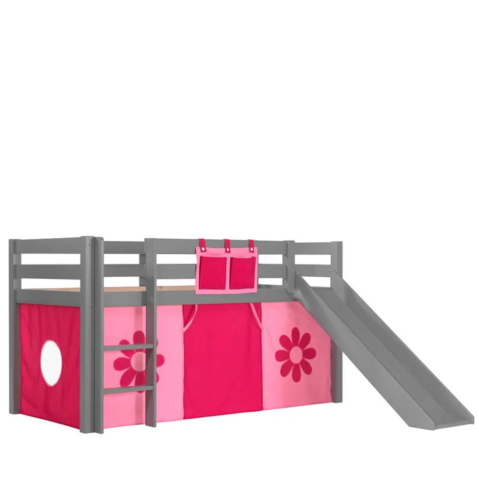 Graues Spielbett Rutschbett mit Vorhang - Taupos^Wohnen Clearance