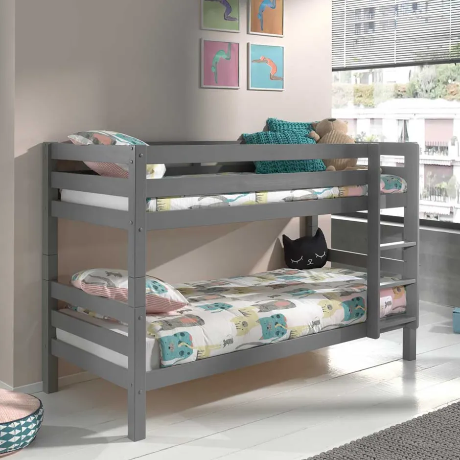 Kinder Wohnen Graues Stockbett Etagenbett in drei Höhen - Vadromo