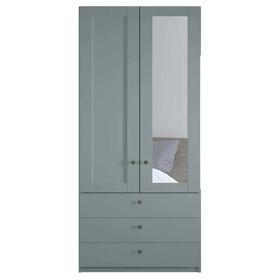 Graugrüner Kombi-Kleiderschrank 100 cm breit - Rajavo^Wohnen Clearance