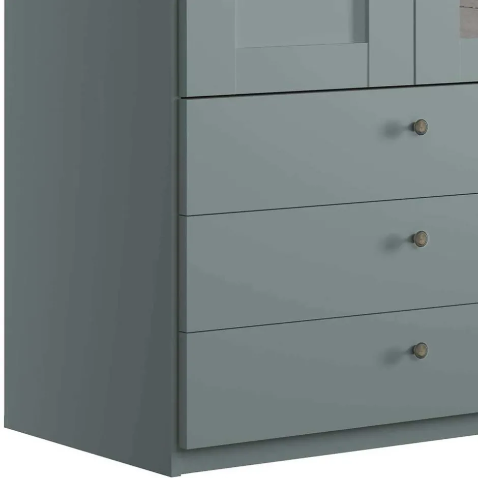 Graugrüner Kombi-Kleiderschrank 100 cm breit - Rajavo^Wohnen Clearance