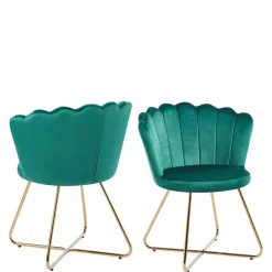 Wohnen Grüne Muschelstühle aus Samt - Baly (2er Set)