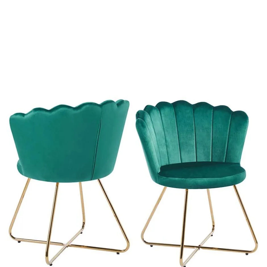 Wohnen Grüne Muschelstühle aus Samt - Baly (2er Set)