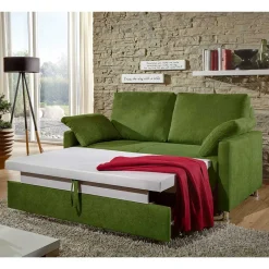 Grünes Zweisitzer Sofa ausklappbar - Molocai^Wohnen Outlet