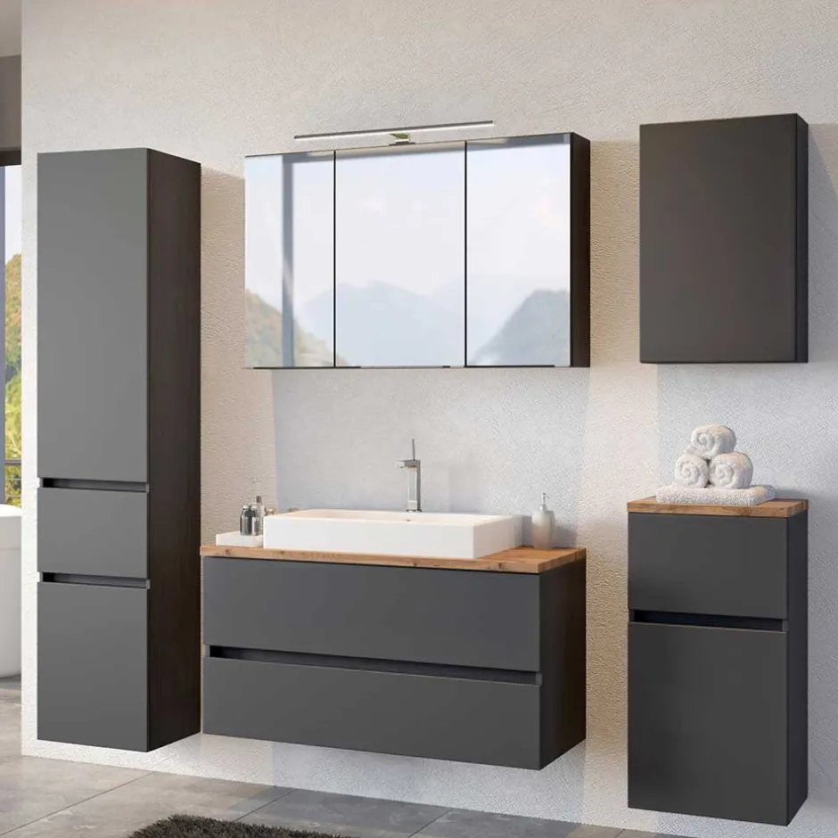 Wohnen Große Badmöbel Ausstattung im Set - Noricas (fünfteilig)