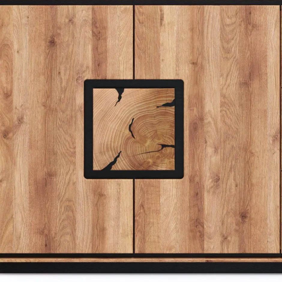 Wohnen Große Kombi-Kommode in Wildeiche mit Schwarz - Shipper