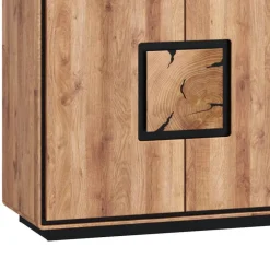 Wohnen Große Kombi-Kommode in Wildeiche mit Schwarz - Shipper