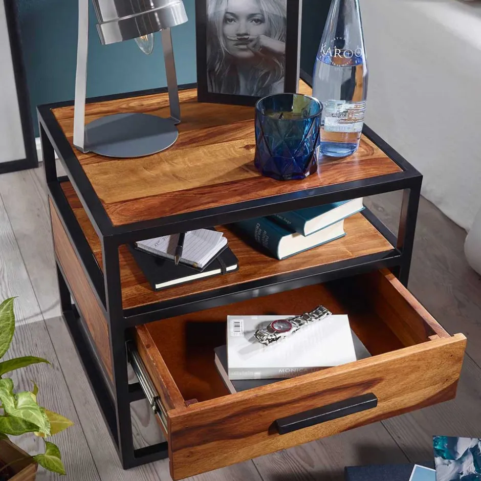 Wohnen Großer Industrial Nachttisch mit Schublade - Enyet