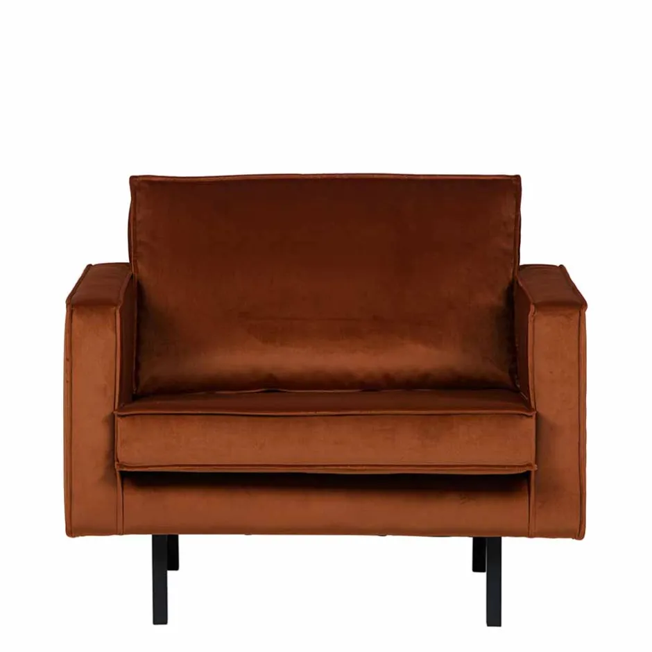 Wohnen Großer Loungesessel Naryon mit Samt in Rostfarben