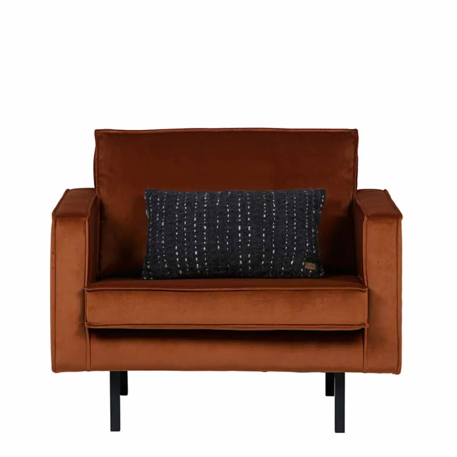 Wohnen Großer Loungesessel Naryon mit Samt in Rostfarben