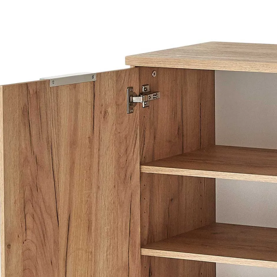 Wohnen Großer Schuhschrank Reestyl mit Glas Weiß