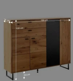 Großes Highboard mit Metall Bügelgestell - Flacona^Wohnen Best
