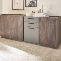 Großes Sideboard in Eiche Dunkel und Anthrazit - Mundo^Wohnen