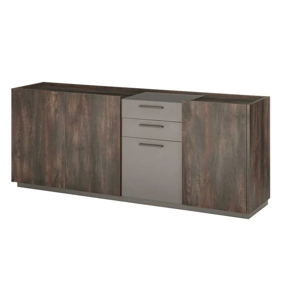 Großes Sideboard in Eiche Dunkel und Anthrazit - Mundo^Wohnen