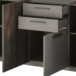 Großes Sideboard in Eiche Dunkel und Anthrazit - Mundo^Wohnen