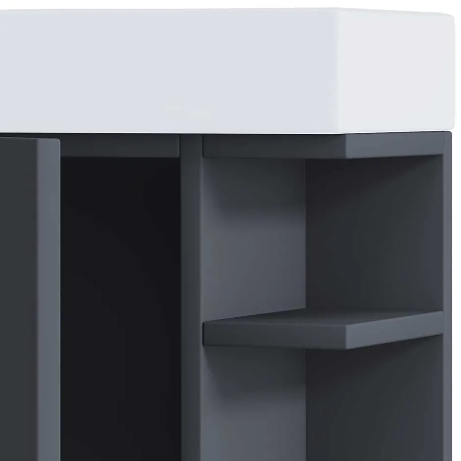 Wohnen Gäste WC Waschtisch in Anthrazit mit Weiß - Fabio