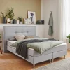Wohnen H3 Boxspringbett in Hellgrau Stoff & Chrom - Tuwedia