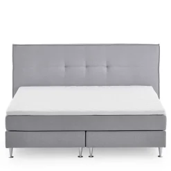 Wohnen H3 Boxspringbett in Hellgrau Stoff & Chrom - Tuwedia