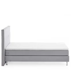 Wohnen H3 Boxspringbett in Hellgrau Stoff & Chrom - Tuwedia