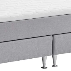 Wohnen H3 Boxspringbett in Hellgrau Stoff & Chrom - Tuwedia