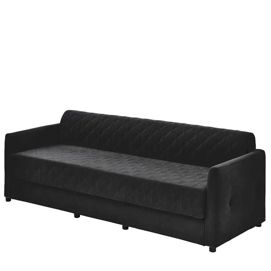Wohnen H2 Schlafcouch mit Topper in Schwarz Stoff - Casmanian