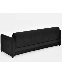 Wohnen H2 Schlafcouch mit Topper in Schwarz Stoff - Casmanian