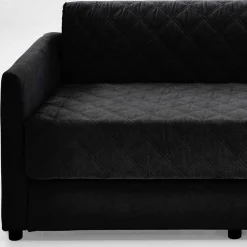 Wohnen H2 Schlafcouch mit Topper in Schwarz Stoff - Casmanian