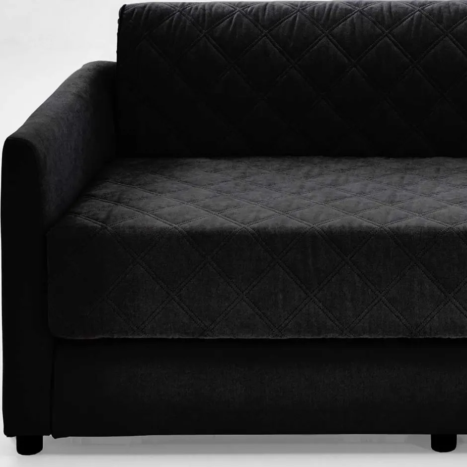 Wohnen H2 Schlafcouch mit Topper in Schwarz Stoff - Casmanian