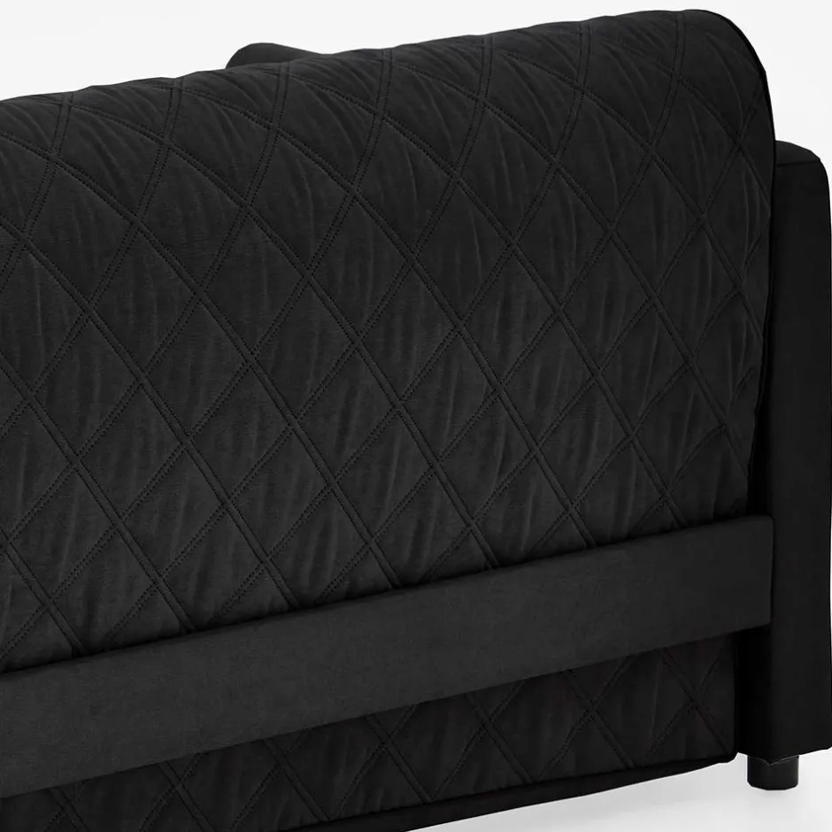 Wohnen H2 Schlafcouch mit Topper in Schwarz Stoff - Casmanian