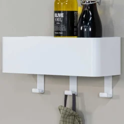 Hakenleiste mit Ablage aus weißem Stahl - Pino^Wohnen Clearance