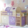 Halbhochbett Shoff mit Vorhang und Tunnel in Lila Weiß^Wohnen Discount