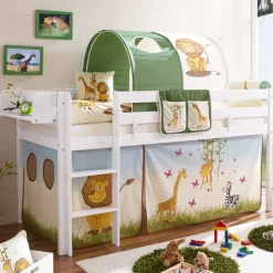 Halbhochbett Zentry mit Vorhang und Tunnel^Wohnen Hot